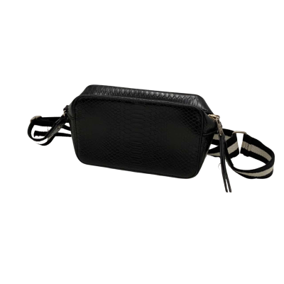 Country Road Womens Handbag Snakeskin Pattern Black/Gold 