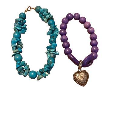 2 stone bracelets Purple / Turquoise 