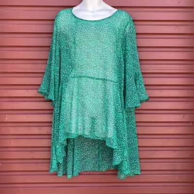 Estelle Womens Size 22  Blue & Grey Spotted Green 3/4 Sleeve Top