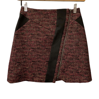 Cue Womens  Size 6 A-Line Skirt Black  / Maroon 