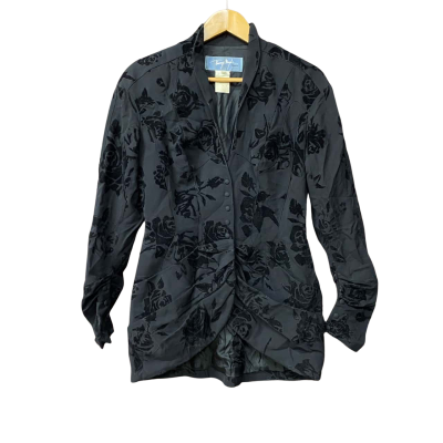 Thierry Mugler Paris Womens Size 42 Black /Floral Blazer