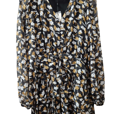 Minkpink Womens  Size 12 Black with Floral Print Short Dress
