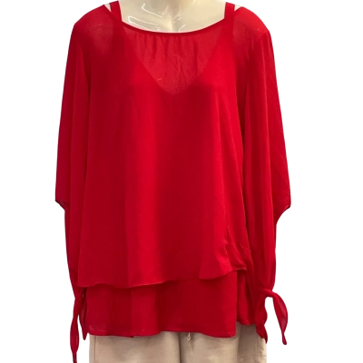 Liz Jordan Womens Size 14 3/4 Sleeve/Sleeveless Top Red