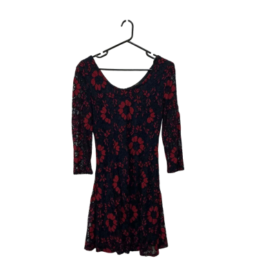 Caroline Morgan Women's  Floral  / Long Sleeve Navy Blue / Red Dress