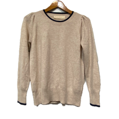 Arlington Milne Womens Jumper Size XS Beige / Navy Blue Cashmere
