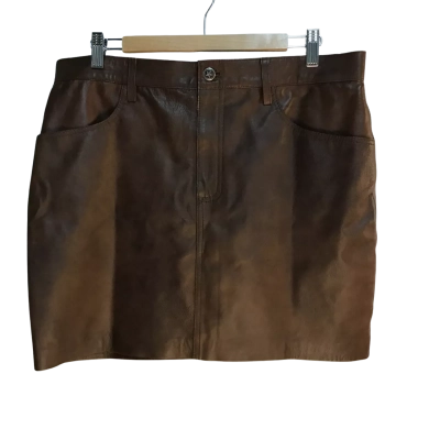  Womens  Size 10 Leathercult Leather Skirt Brown 