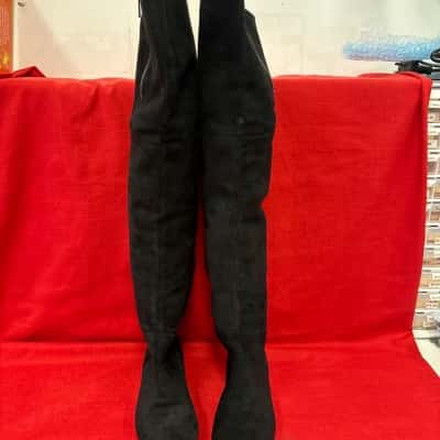  Women's Sam Edelman  Size 8.5 Over The Knee Lether Boots Black  