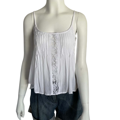 Breathe Ladies XS White Rayon Shoe String Cami Top