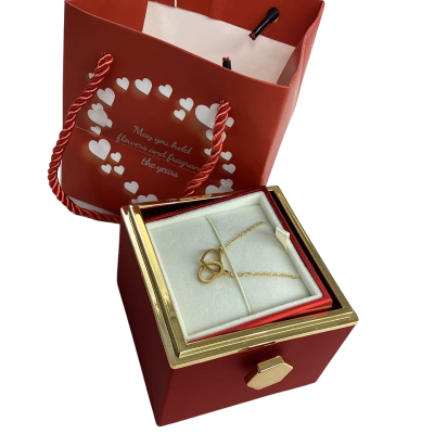 Special rotating giftbox with Necklace & Rose - hidden compartment