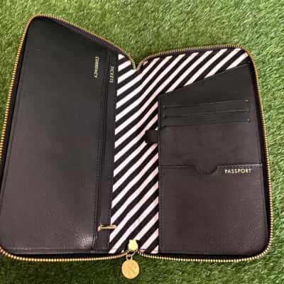 Kikki K Black Leather Travel Wallet With Zip Closure