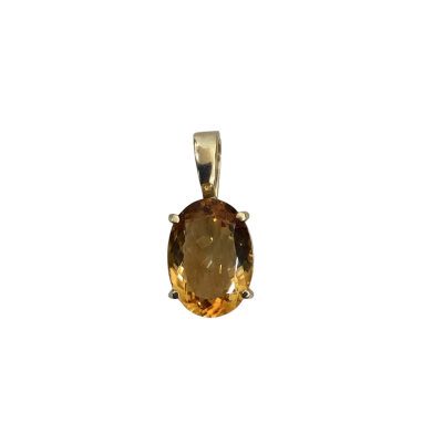  Womens Vintage Estate Pendant 9ct Gold with Large Citrine Stone (Stamped 375)