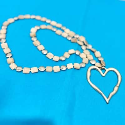 Boho Long Beaded Love Heart Pendant Necklace