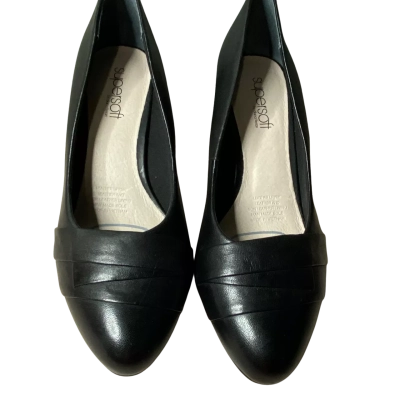 Diana Ferrari Black Leather Supersolf Heels Size 7.5C