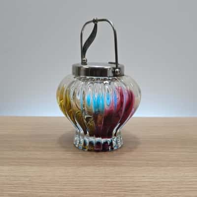 Vintage Sanyu Japan Harlequin Glass Sugar Bowl