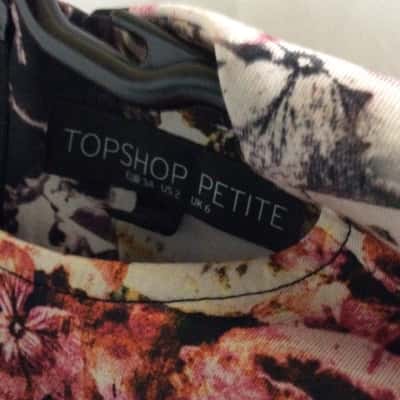Topshop Petite Womens  Size 6 Mini Dress Black  / Floral / Pink  / White 