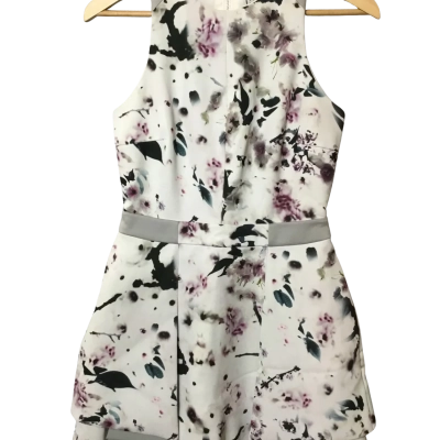 NWT Bettina Liano Womens  Size 8 Midi Dress Black  / Pattern / White 