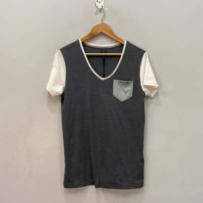 Armani Jeans Mens  Size L Short Sleeve Slim T-shirt Grey 