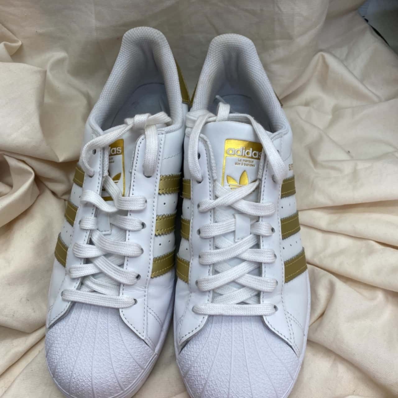 Adidas Superstar Womens Size 9 Gold / White (s)