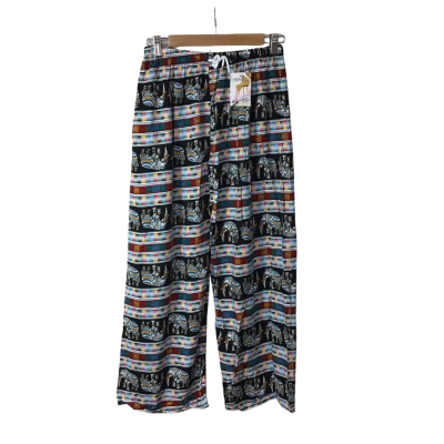 Thaiting Womens Size 8 Multicoloured Pattern Elastic Waist Casual Pants