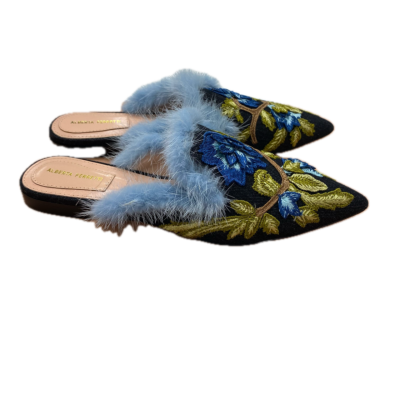 ALBERTA FERRETTI Womens  Size 38 Flats Black  / Blue / Green / Natural 