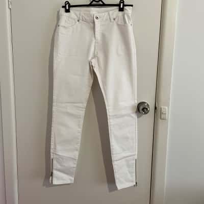 Witchery Womens  Size 11 Straight Leg Denim Pants White 