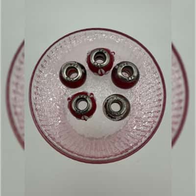 5 x Red Glass Charms Stamped 925