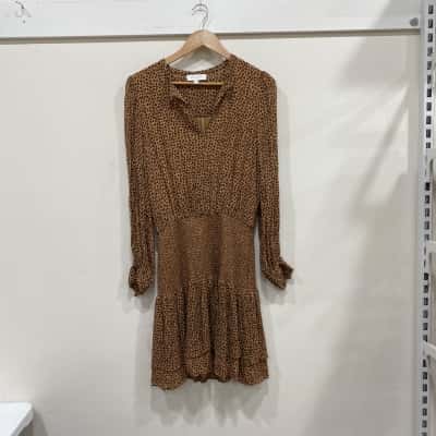 Witchery Womens  Size 12 Long Sleeve Dress Animal print 