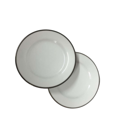 Noritake Side Plates x 2 White/Silver Rim L560