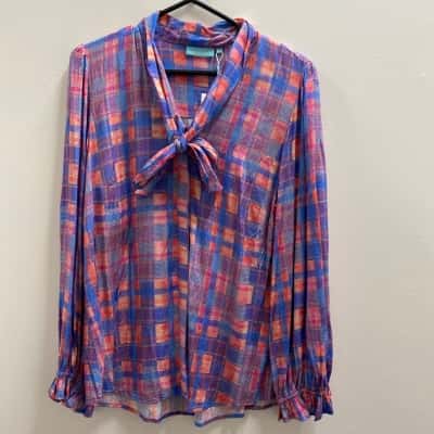 Blue Illusion Womens  Size L Button Up Top Multicoloured 