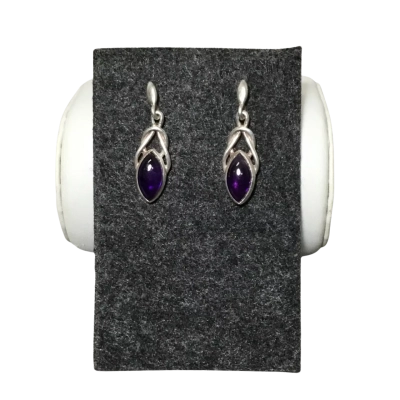  Womens Earrings Purple Amethyst / Silver 