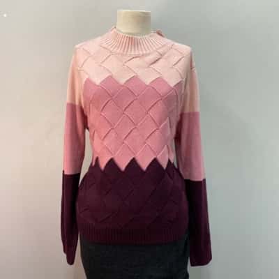 Jacqui-E Womens  Size XL Knitted Jumper Maroon / Pink  