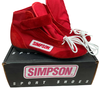  Simpson Hi Top Sports/ Racing Shoes   Size - 8.5  Colour - Red 