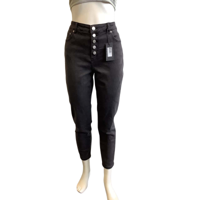 BNWT Decjuba Denim Women's Size 16 Evie Button High Rise Skinny Black 