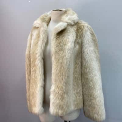 Eybl Vintage Womens  Size 16 Faux Fur Winter Coat Natural 