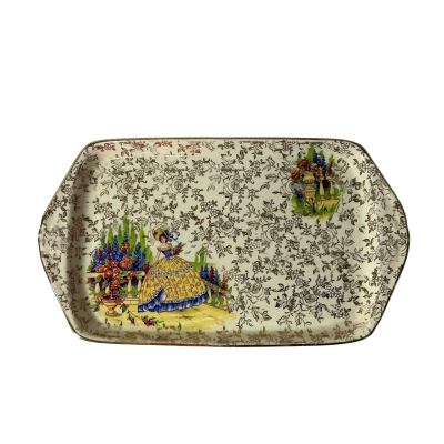 Vintage Empire Staffordshire Crinoline Lady Rectangular Tray