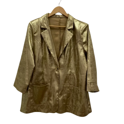 Unbranded Women's Size XXXL Shiny Blazer Shoulder Padded Gold 