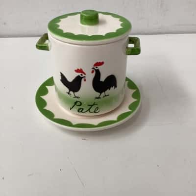 pate pot with lid  and plate 