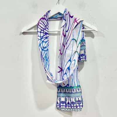 Camilla White Multi-coured patterned Cotton Scarf