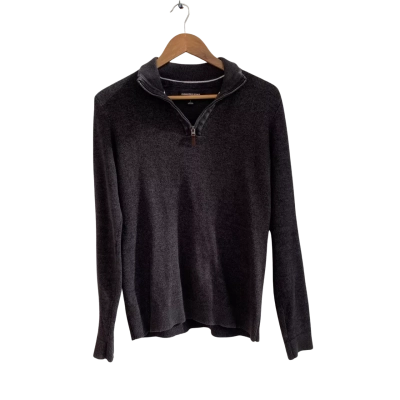 Country Road Mens  Size S Quarter Zip Jumper Black  / Grey 