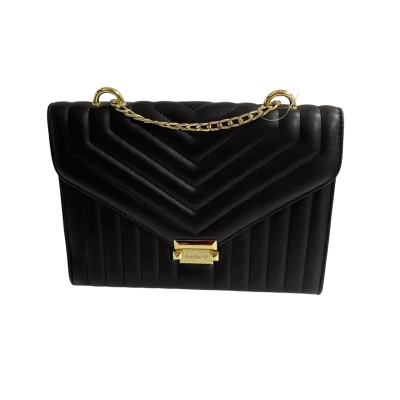 Womens Antler Quilted Chevron Crossbody Bag Black 