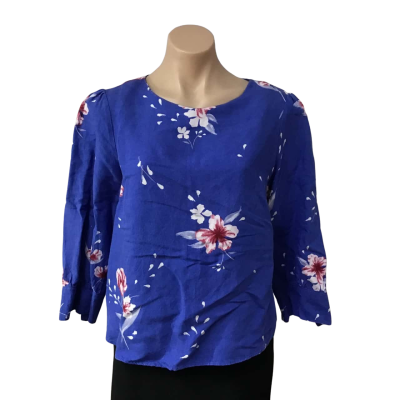 Tokito Womens Size 10 Blue  / Pink  / White Floral 3/4 Sleeve Top