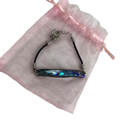 Abalone Shell Bar Bracelet - Iridescent Blue Green