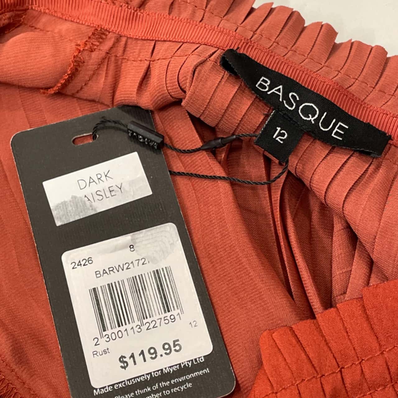 Basque Womens Size 12 Midi/Long Sleeve Dress Rust (s) - New With Tags ...