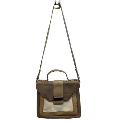 Mimco Womens Front Flap Cross Body Bag Taupe / Off White