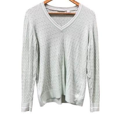 Trenery Pale Green/White V-Neck Jumper Size M