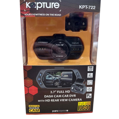 KPT-722 Kapture 2.7” Full HD Dash Cam Car DVR with HD Rear view camera 