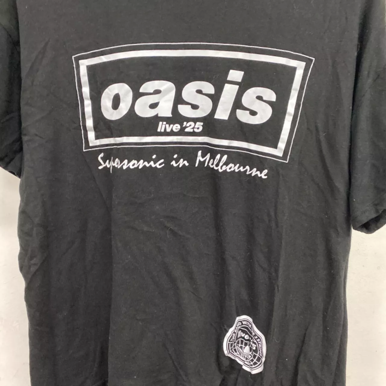 Oasis live 25 Mens Size L Short Sleeve T-shirt Black - Used Good
