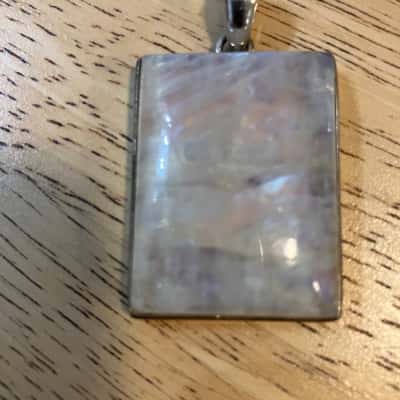 Large Rainbow Moonstone & Silver Pendant