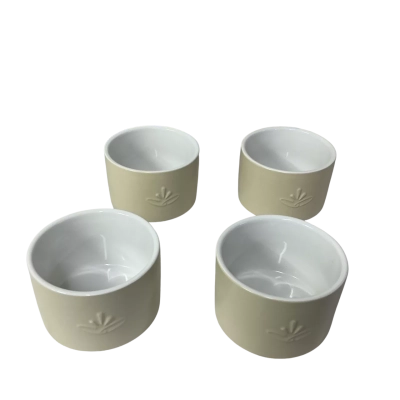 Casa Domani Moderna Set of 4 Taupe Stoneware Ramekins (boxed)