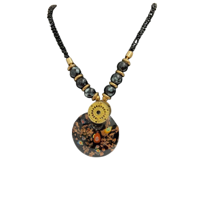  Womens Beaded Necklace Black  / Multicoloured 